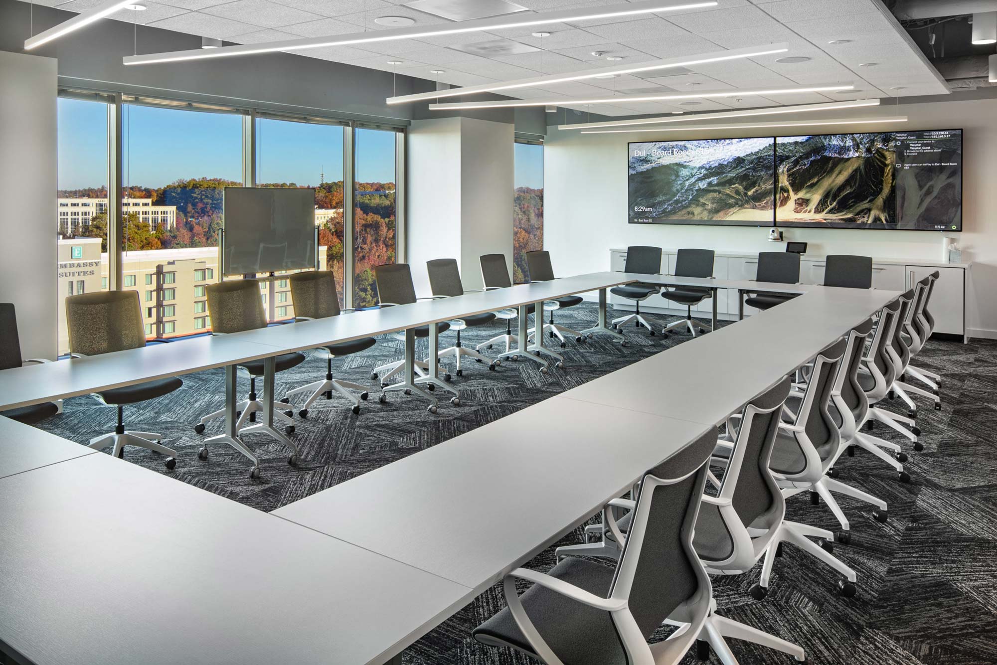 Linear suspended lighting installed at Waystar