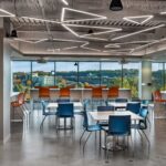 Geometric linear lighting installed at Waystar