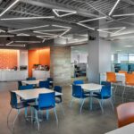 Geometric linear lighting installed at Waystar